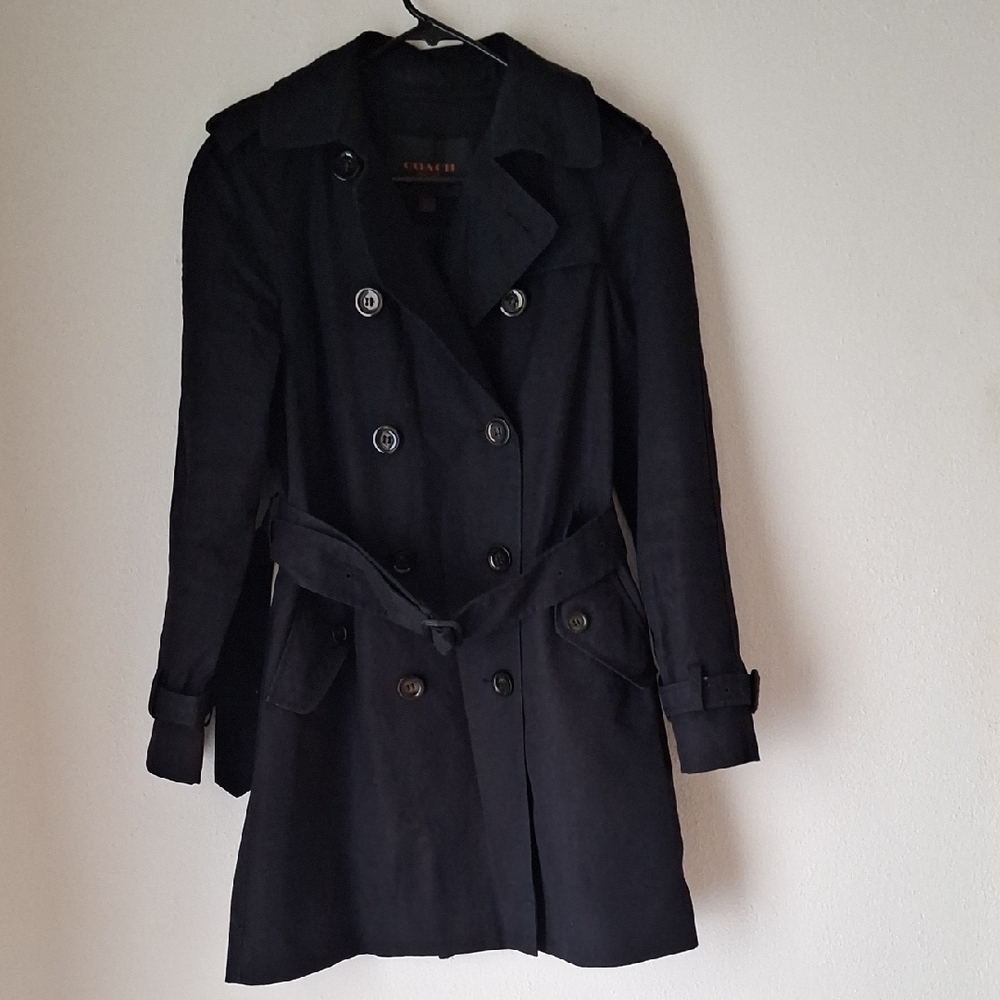 Gorgeous Coach Black Double-Breasted Trench Coat Size 0 Can Fit Small